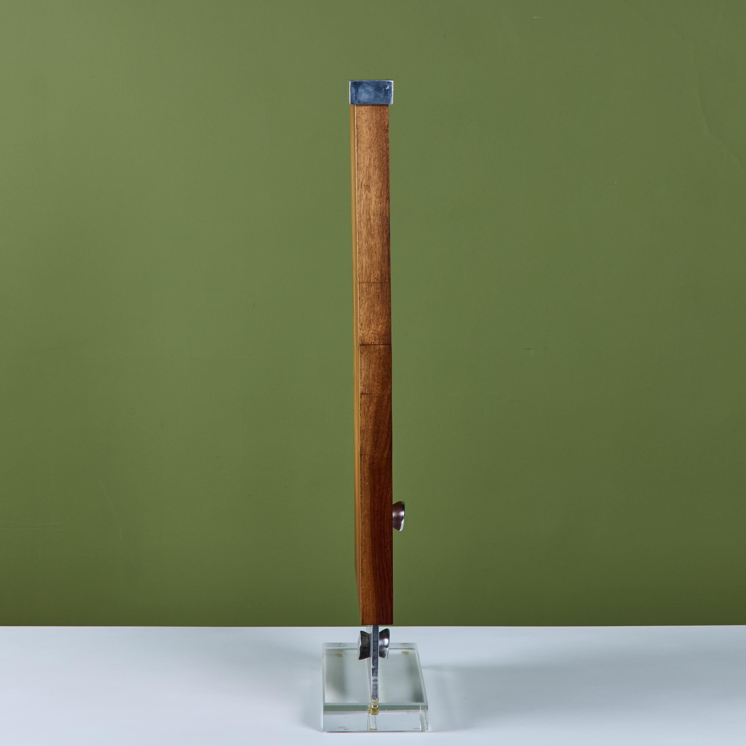 20th Century Mounted Walnut and Aluminum Sculpture For Sale