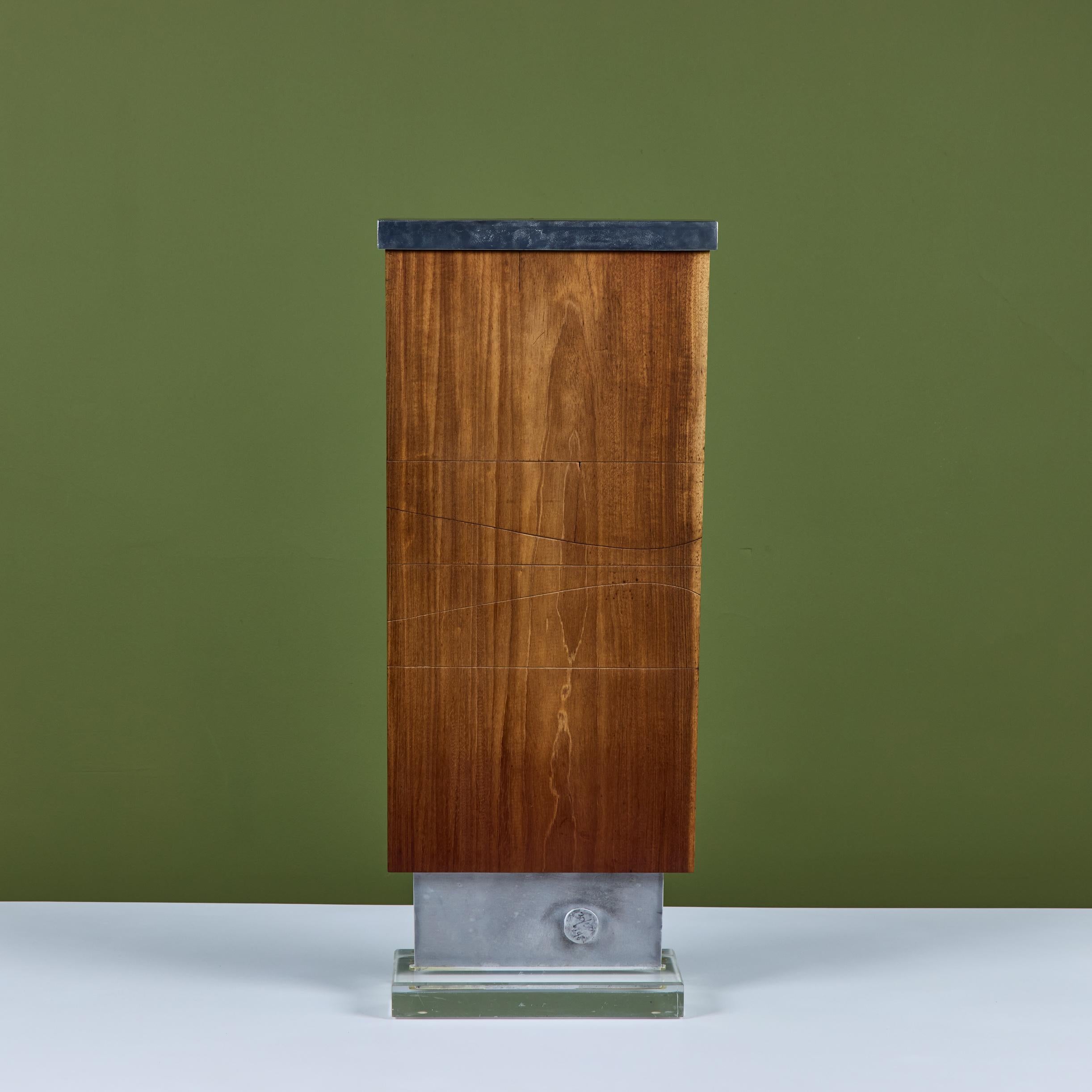 Mounted Walnut and Aluminum Sculpture For Sale 2