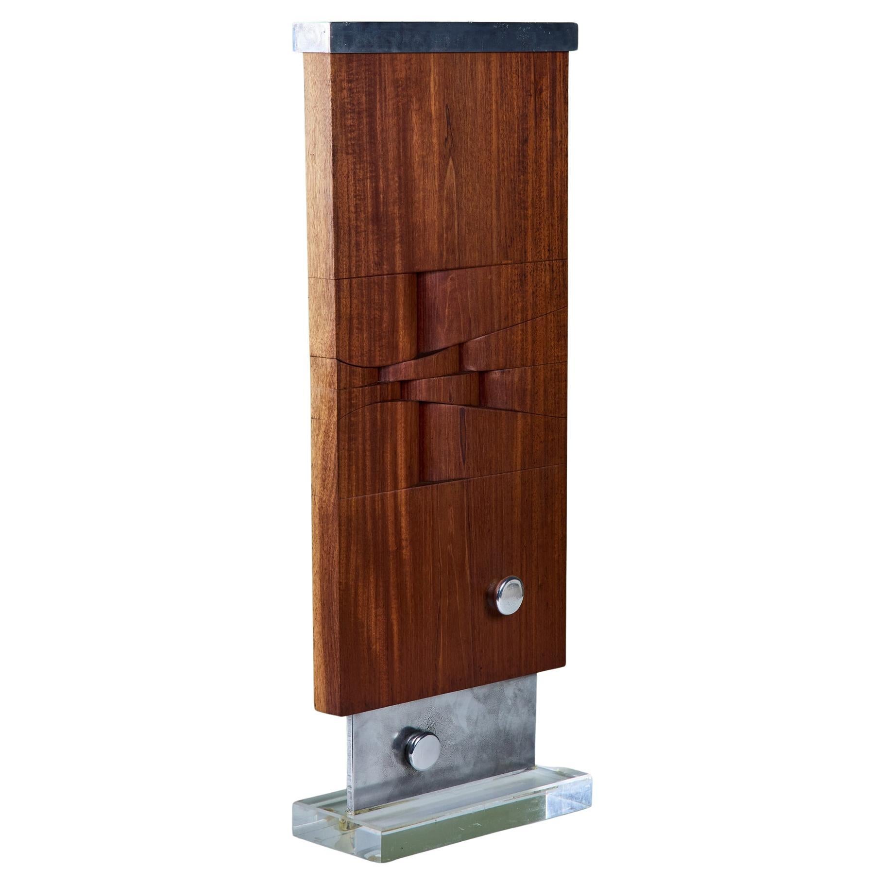 Mounted Walnut and Aluminum Sculpture For Sale