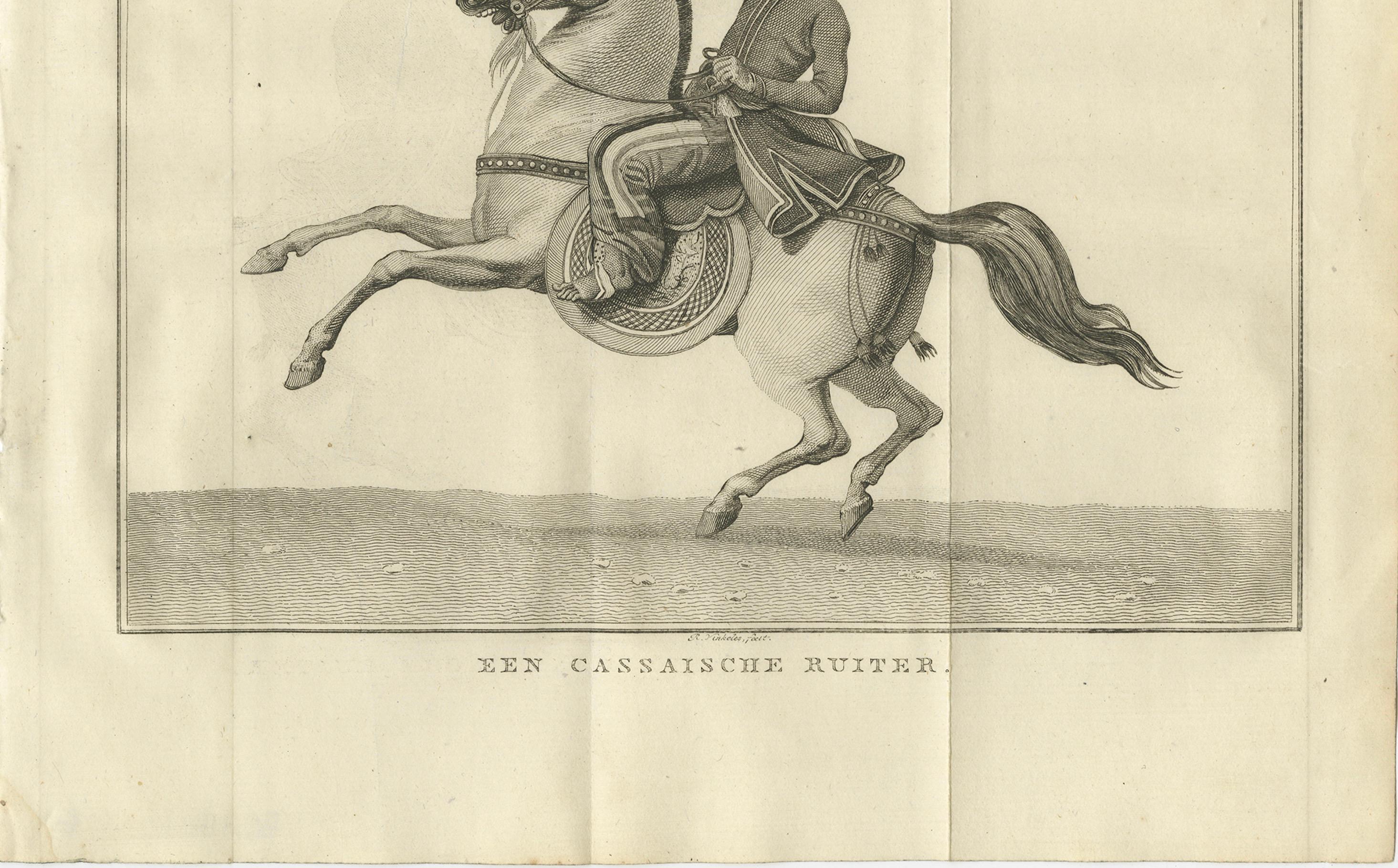 Guerrero montado de la región de Kassai - Grabado antiguo de trajes, hacia 1800 en Bueno estado para la venta en Langweer, NL