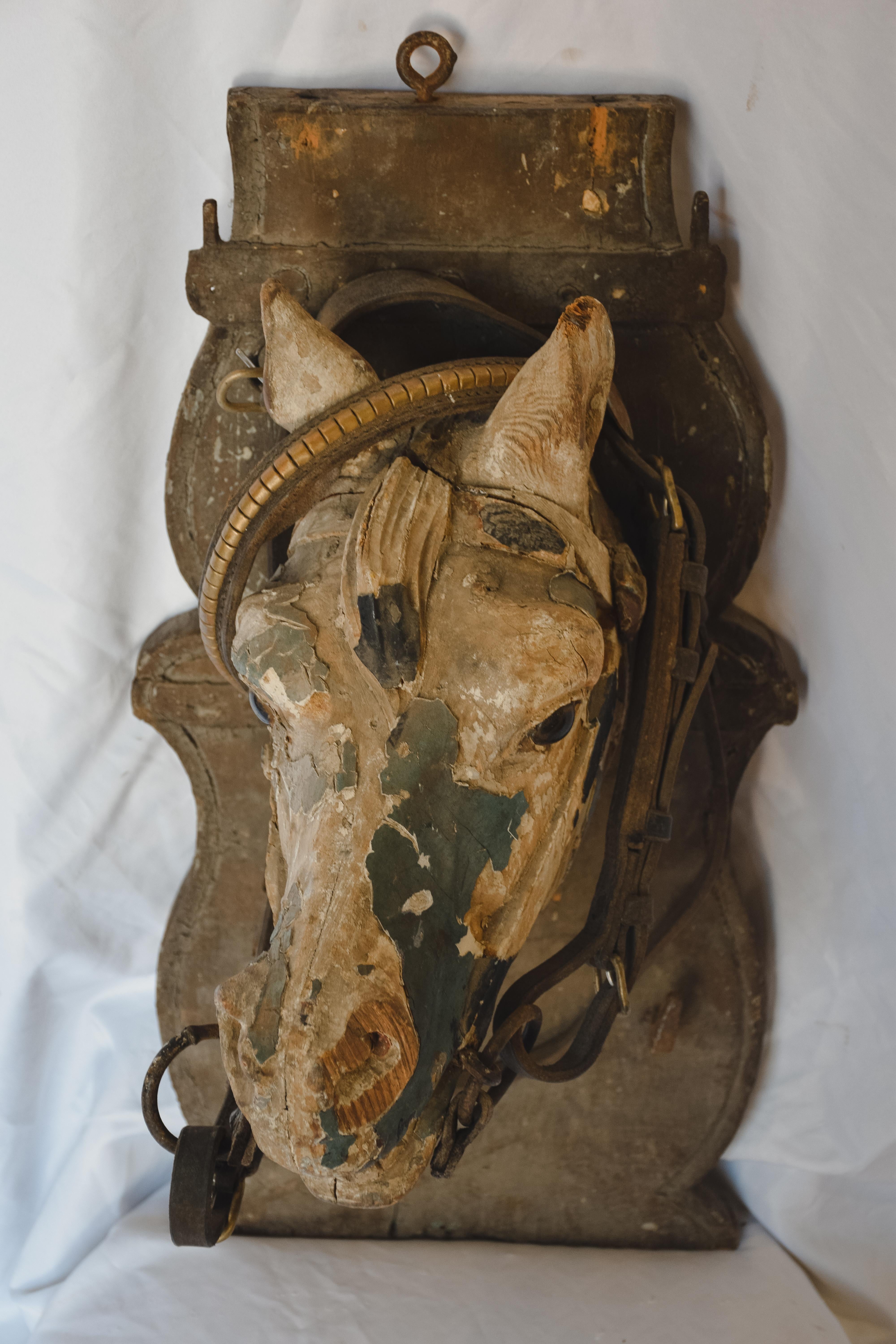 French Mounted Wood Horse Head For Sale