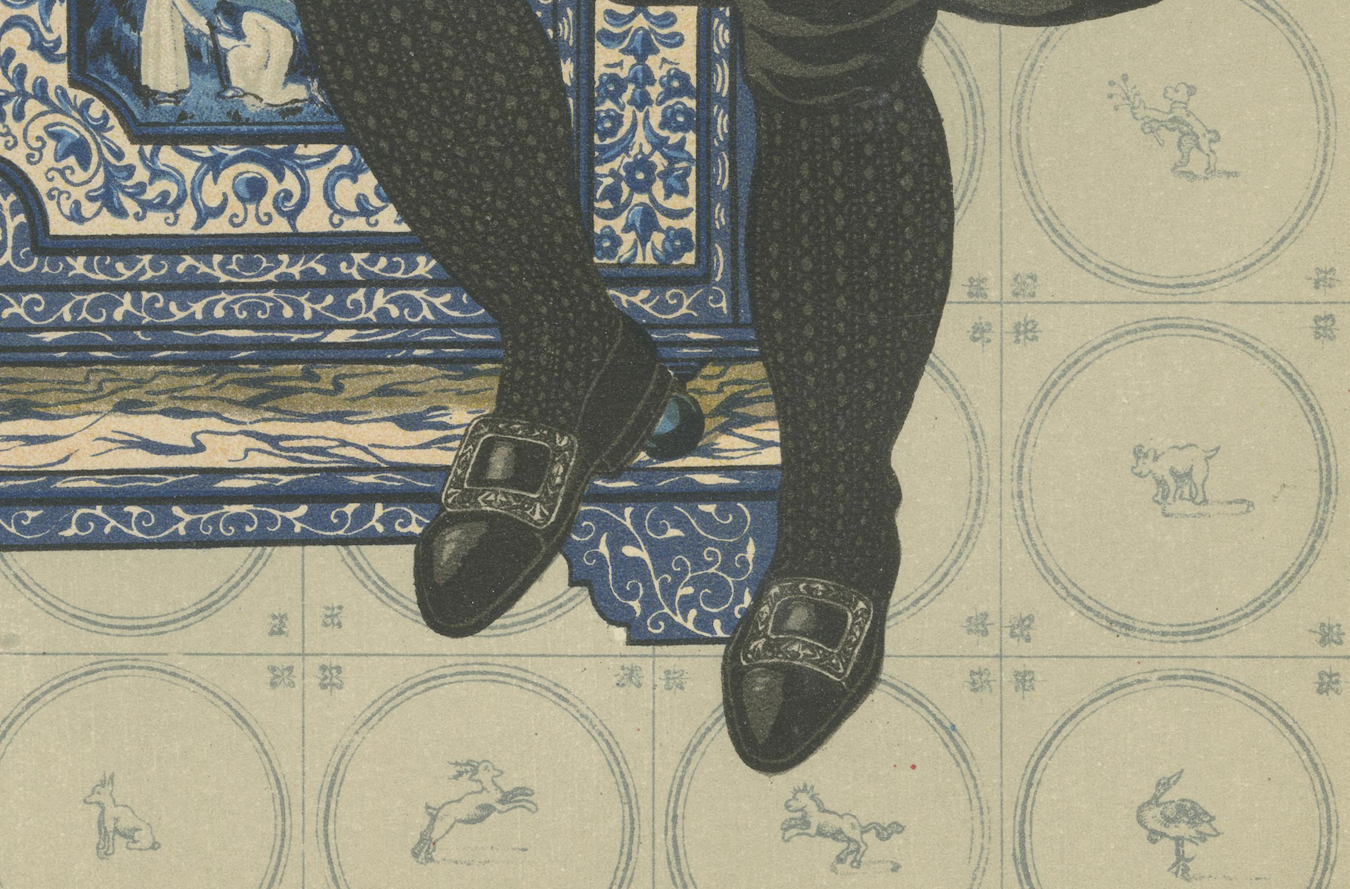 Trauerkleidung von Hindeloopen mit bemaltem Lesepult, 1932

Diese auffällige handkolorierte Lithografie ist Tafel II aus dem Folianten The National Costumes of Holland von 1932, geschaffen von Gratiane de Gardilanne und Elizabeth Whitney Moffatt mit