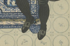 Mourning Dress in Hindeloopen with Delft Stove, 1932 Lithograph