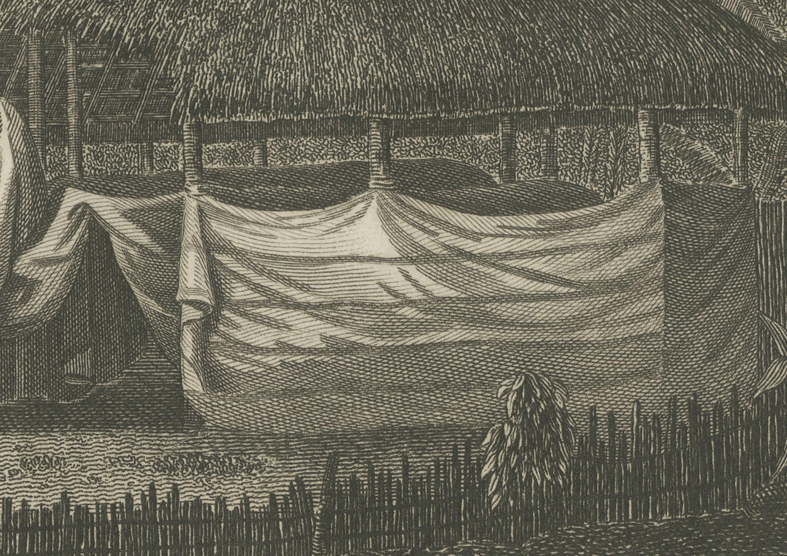 Early 19th Century Mourning the Chief: Engraving of The Morai at Otaheite, now called Tahiti, 1817  For Sale