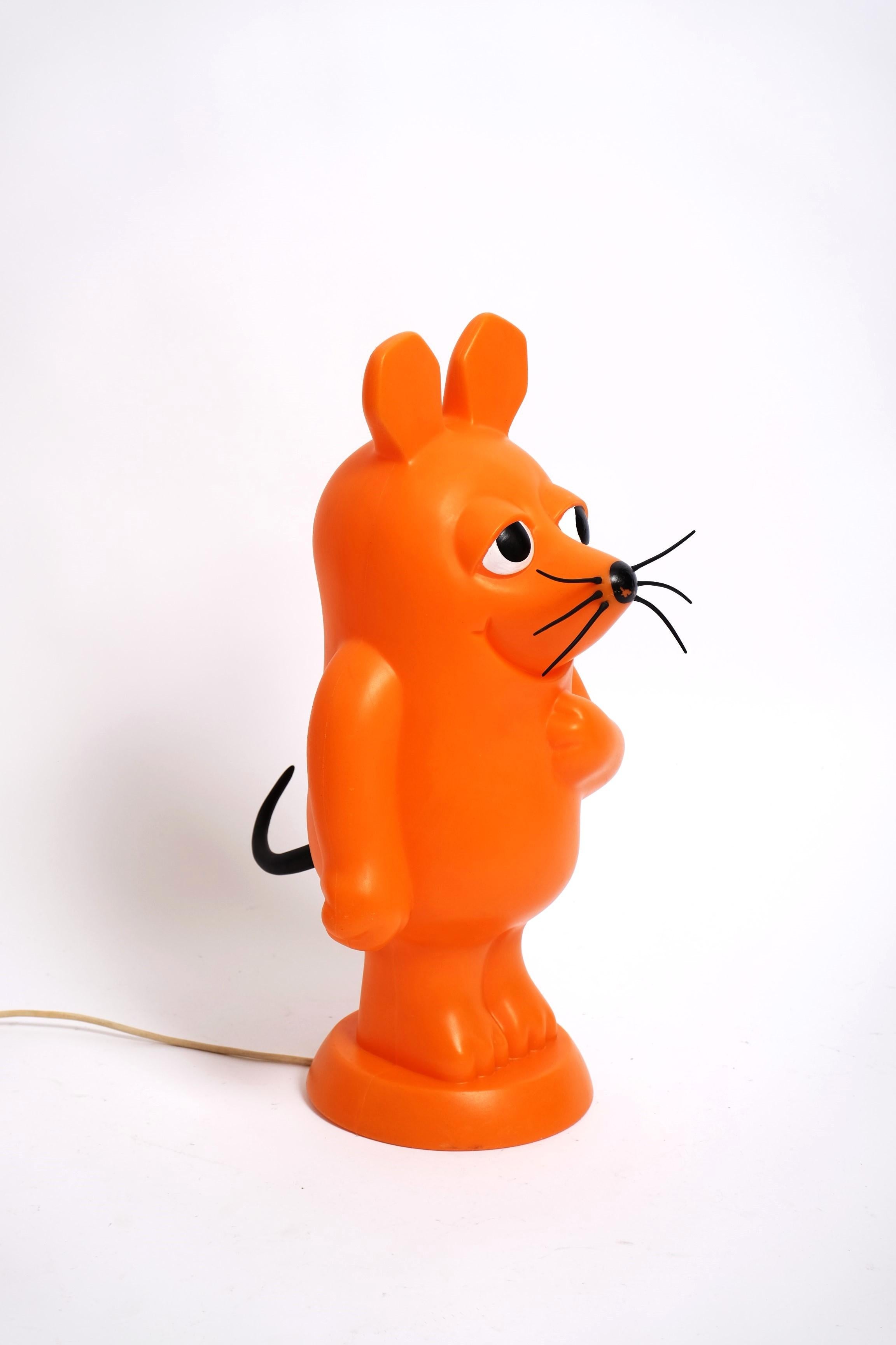 Orange Mouse Table / Floor Lamp Space Age Plastic, Germany 1970s In Good Condition For Sale In München, BY