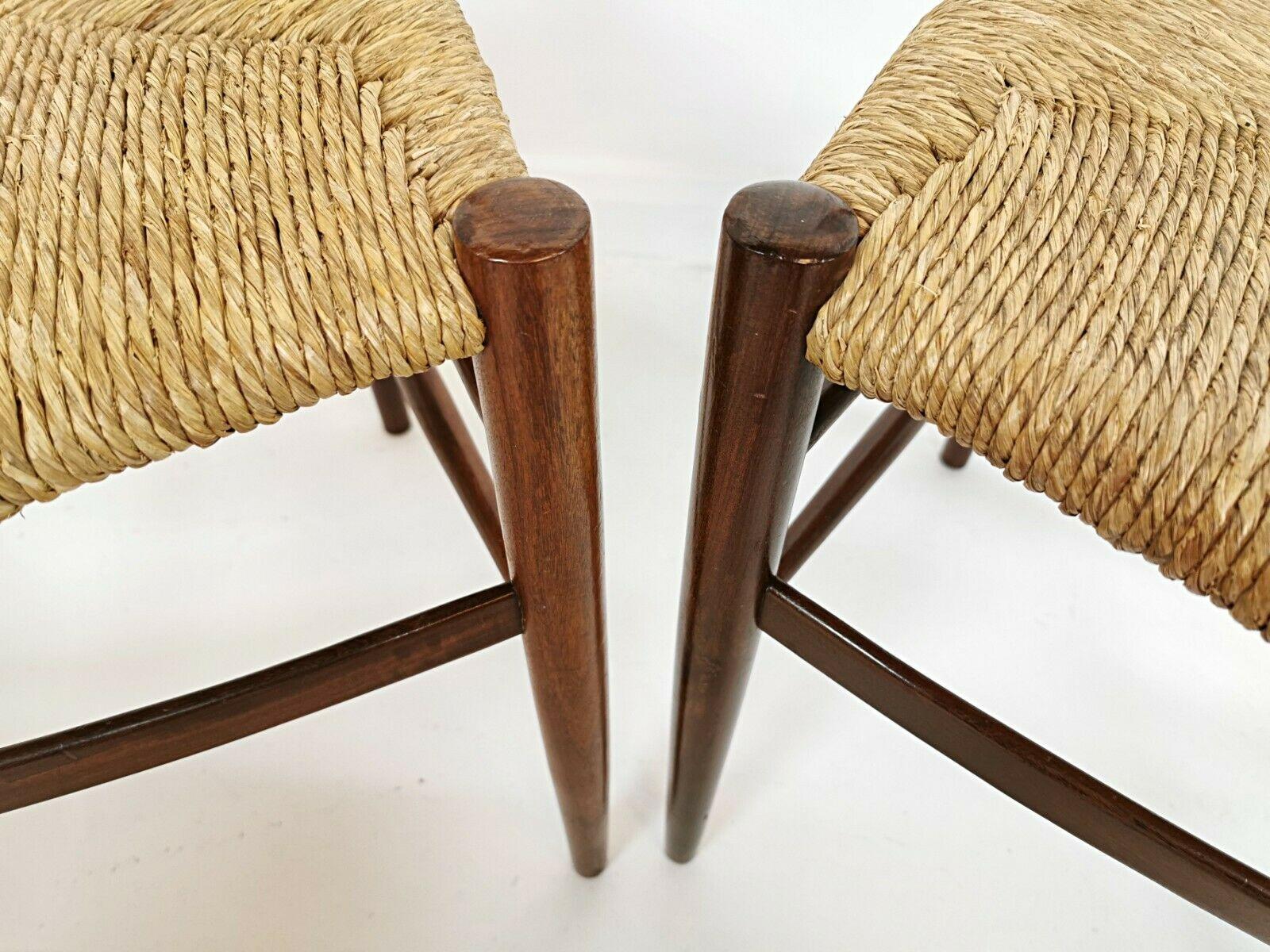 Mid-Century Modern Mouse over image to zoom Italian Teak Dining Chairs-with Rush Seats, Vintage
