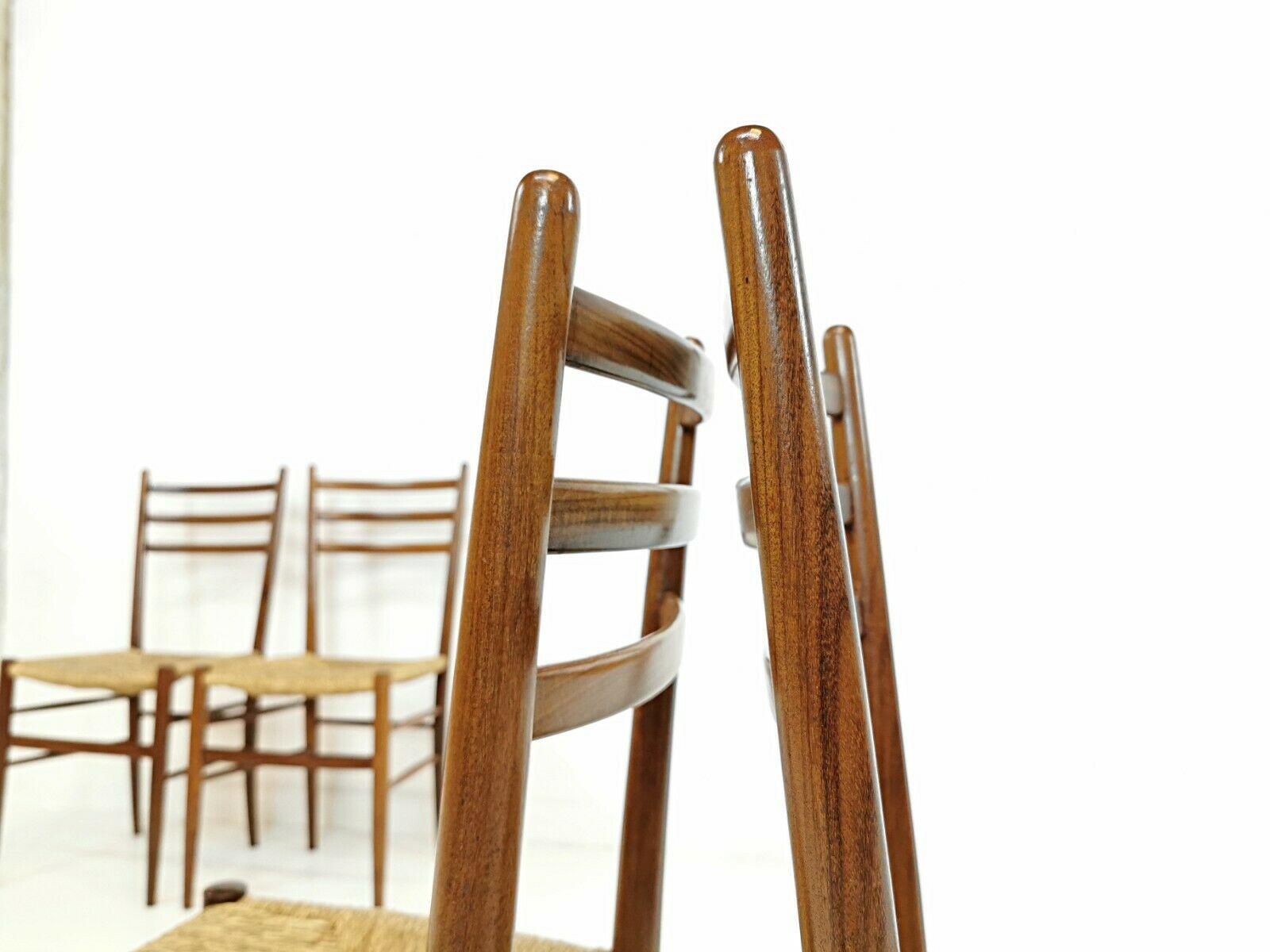 Mouse over image to zoom Italian Teak Dining Chairs-with Rush Seats, Vintage In Good Condition In STOKE ON TRENT, GB