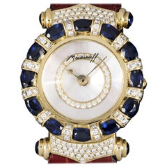 Moussaieff Elegance Gold Mother-of-Pearl Dial Sapphire and Diamond Quartz Watch