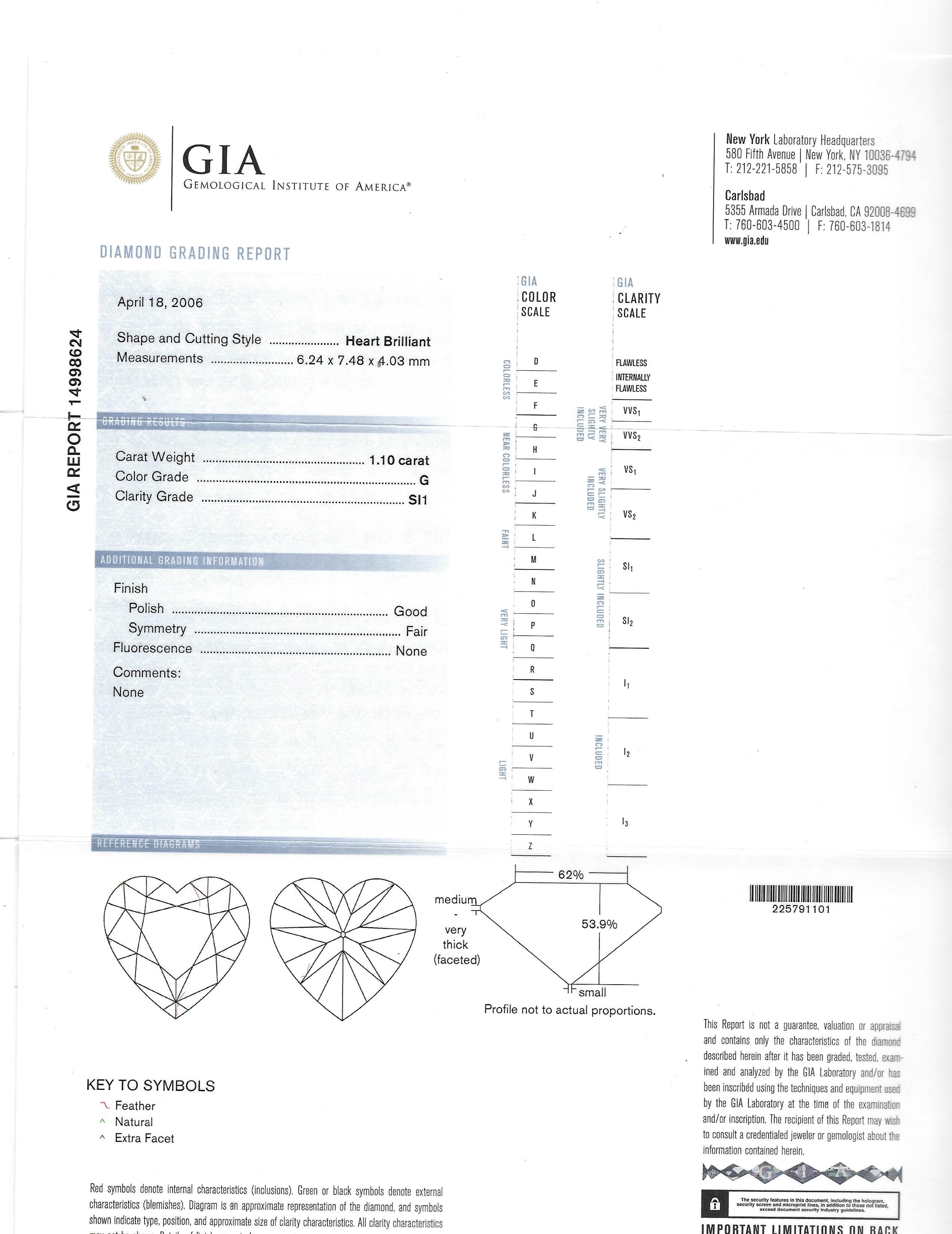 Moussaieff Heart Diamond Platinum Dangle Earrings GIA For Sale 2