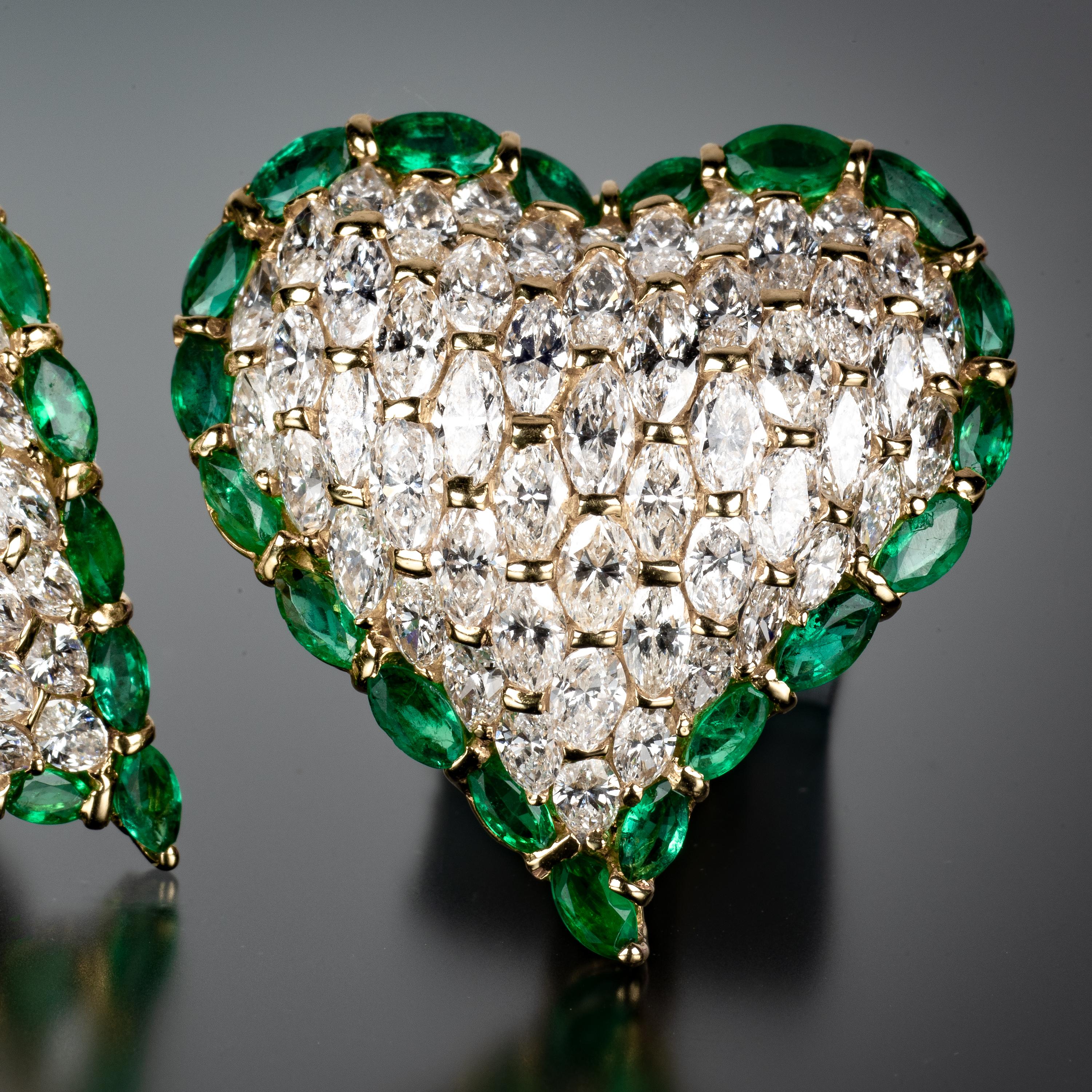 Moussaieff Einzigartige Diamant- und Smaragd-Herz-Ohrringe 3