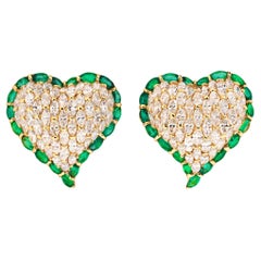 Moussaieff One-of-a-Kind Diamond and Emerald Heart Earrings