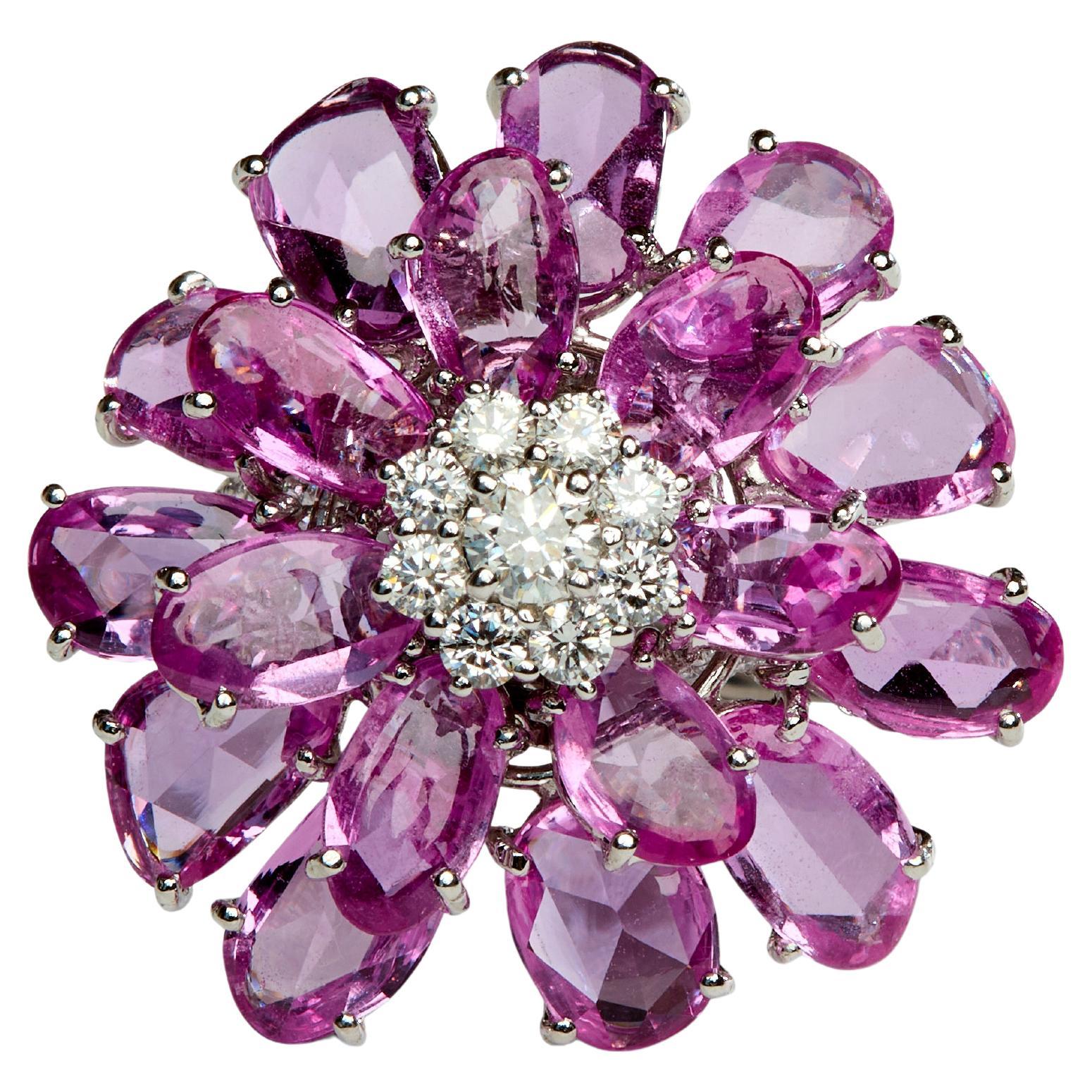 Moussaieff Pink Sapphire and Diamond Flower Ring