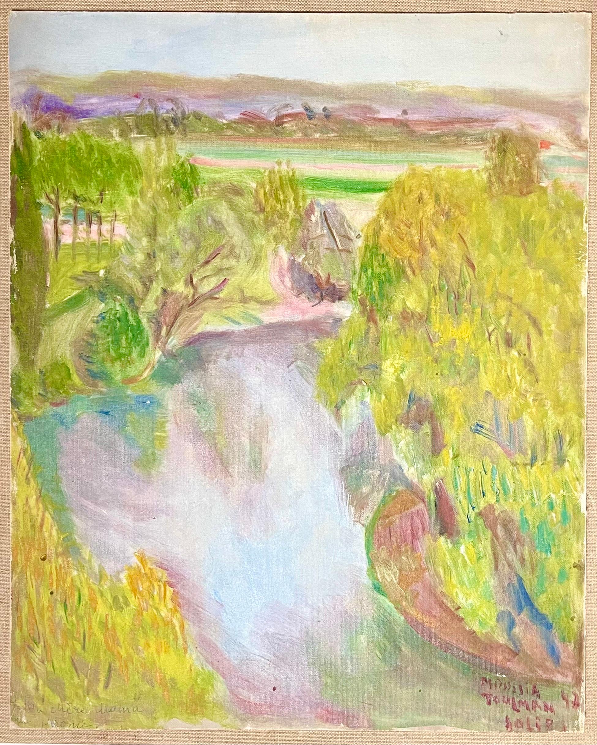 Ukrainian Israeli Woman Bezalel Artist 1947 Palestine Landscape Oil Painting 2
