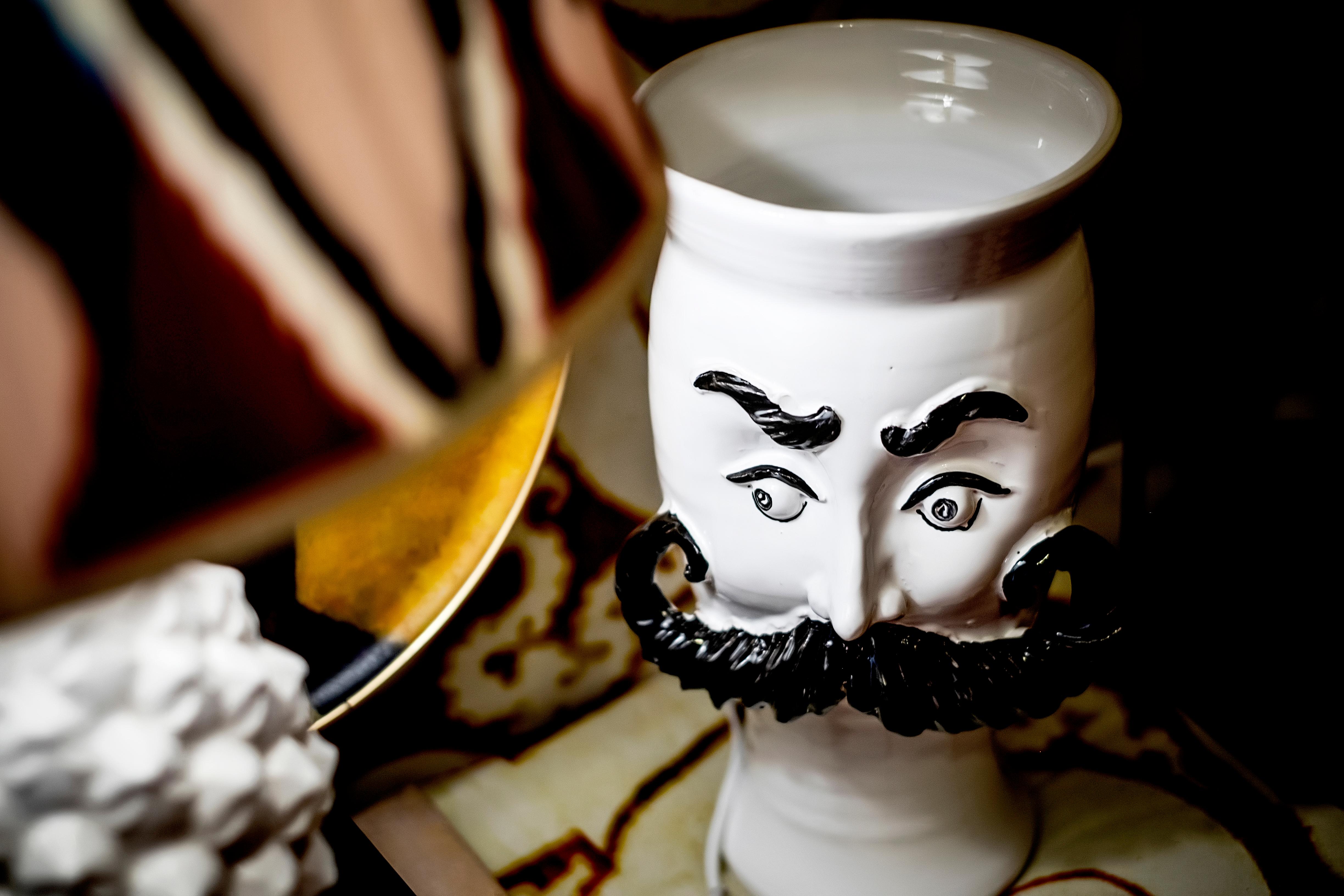 These moustached vases are handmade in Sicily and they are the contemporary representation of the 'Mori' vases.
each one is unique and different as they come through the hand making process.
 