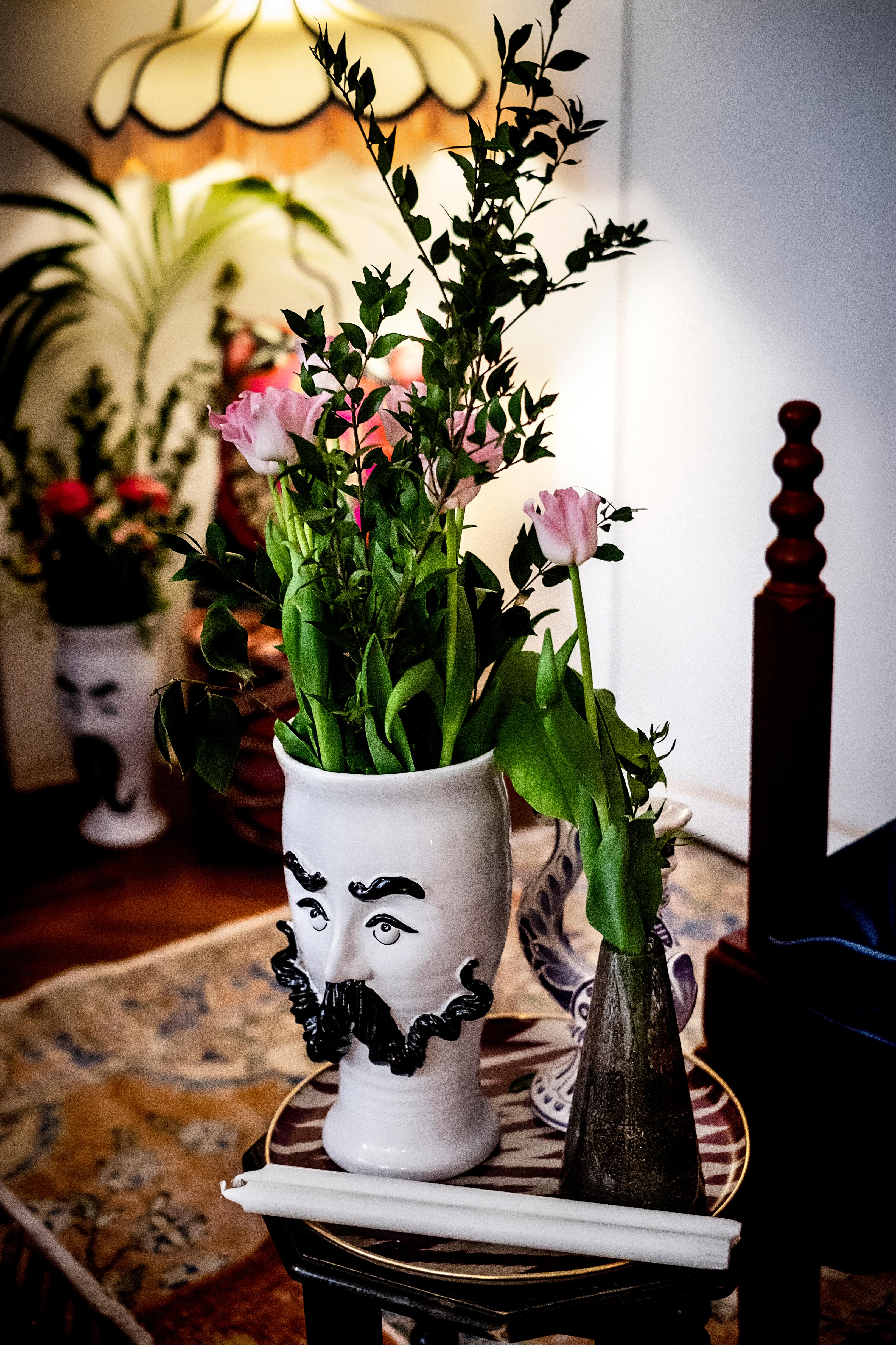 Italian Moustached Handamde Ceramic Vase For Sale