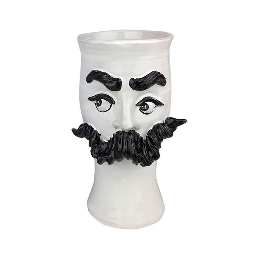 Italian Moustached Handamde Ceramic Vase For Sale