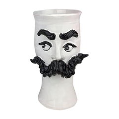 Moustached Handamde Ceramic Vase