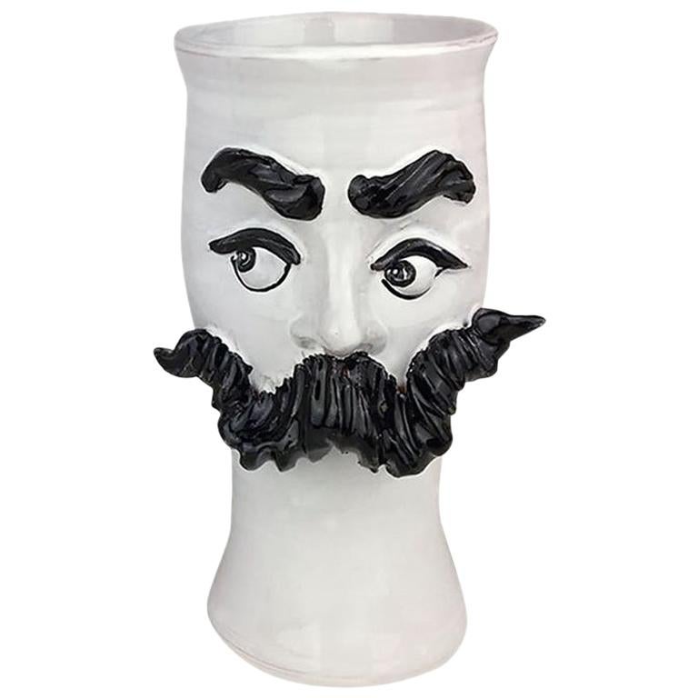 Moustached Handamde Ceramic Vase