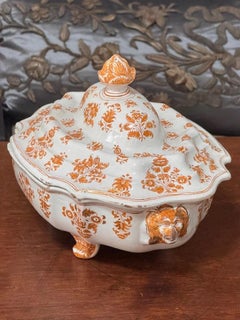 Moustiers Faience footed tureen and cover, c. 1760, France