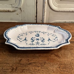 Moustiers Faience Oval Platter in Blue Monochrome (Camaïeu Bleu)