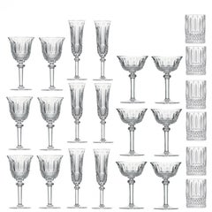 Ensemble de 40 verres en cristal soufflés à la bouche et taillés à la main, Tommy Saint Louis, 1970