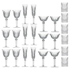 Retro Mouth-blown and Hand-cut Set Of 40 Crystal Glasses, Tommy Saint Louis, 1970