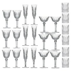 Vintage Mouth-blown and Hand-cut Set Of 40 Crystal Glasses, Tommy Saint Louis, 1970