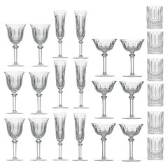 Mouth-Blown and Hand-Cut Set of 40 Crystal Glasses, Tommy Saint Louis, 1970