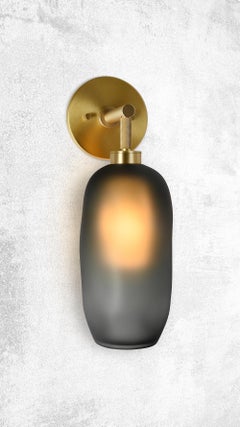 Mouth Blown Catherine Frosted Glass Sconce, Smoke and Brass