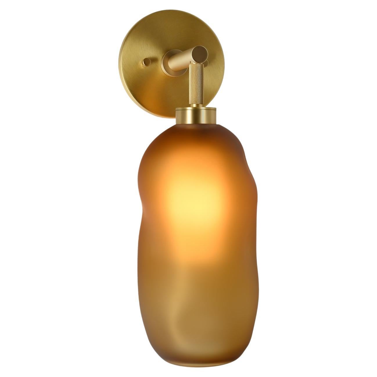 Mouth Blown Catherine Frosted Glass Sconce, Whiskey and Brass