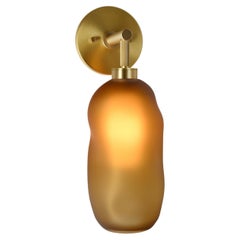 Mouth Blown Catherine Frosted Glass Sconce, Whiskey and Brass