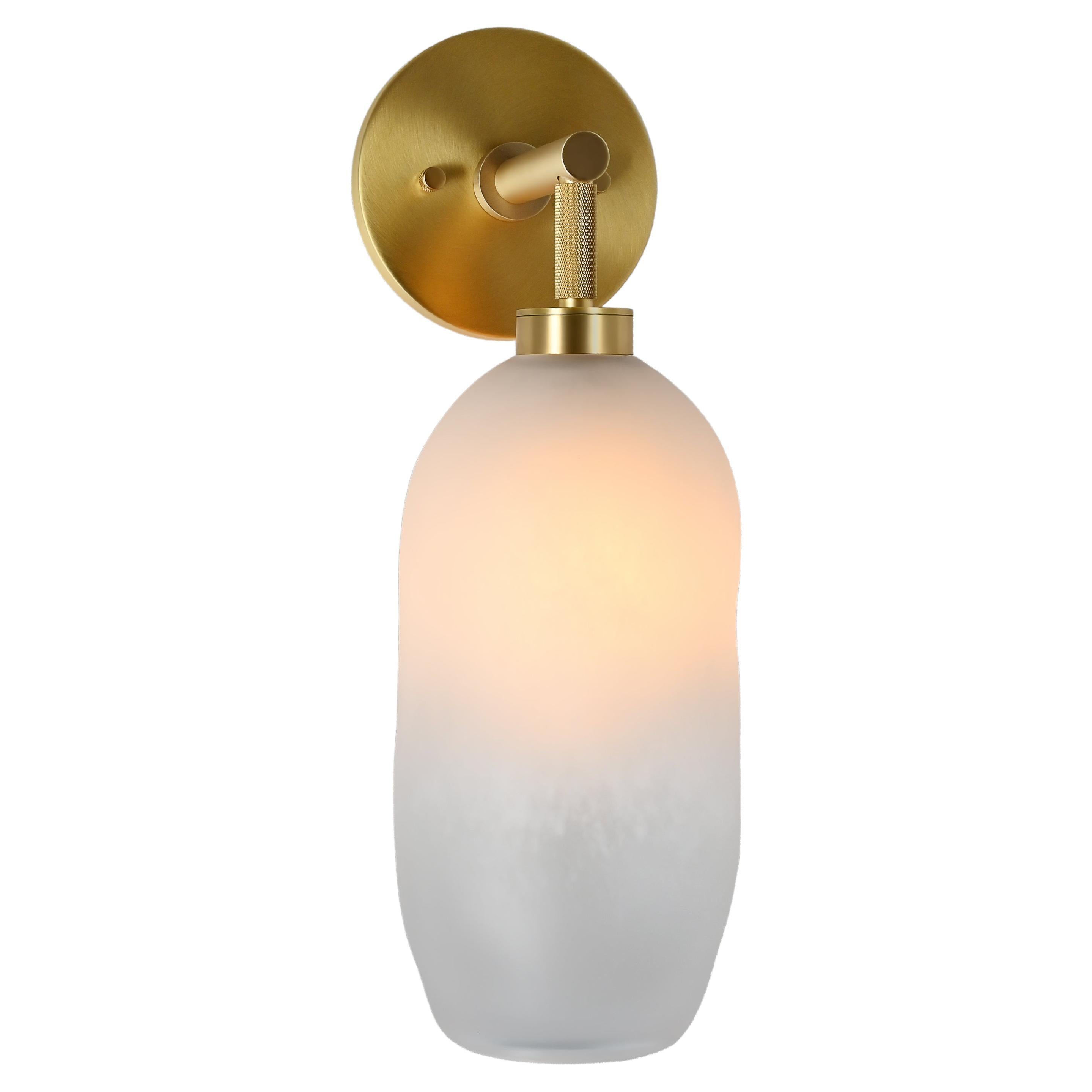 Mouth Blown Catherine Frosted Glass Sconce, White Ombré and Brass