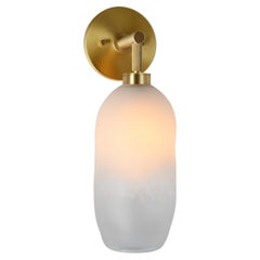 Mouth Blown Catherine Frosted Glass Sconce, White Ombré and Brass