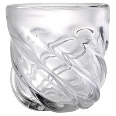 Mouth-Blown, Clear, Handmade Glass Vase.