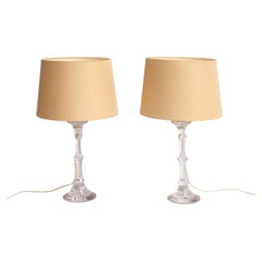 Vintage Ingo Maurer, Glass Table lampst with cream lampshades 1960 Mouth-blown