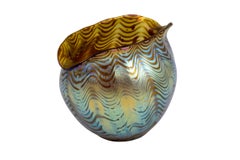Mouth Blown Glass Vase Loetz Austrian Jugendstil circa 1899 Blue Silver Yellow