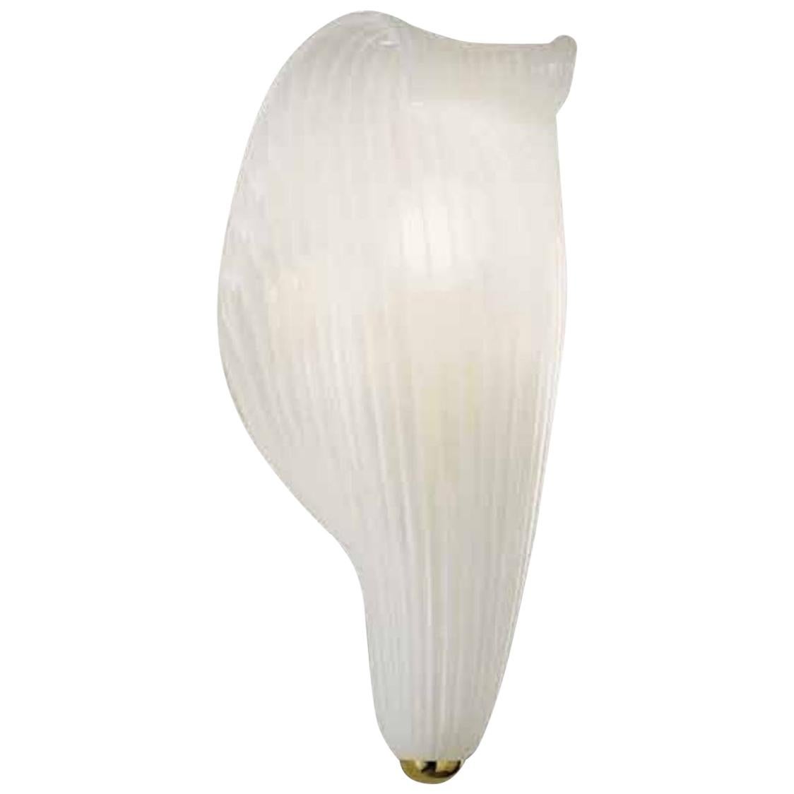 Semi-opaque White Hand-Blown Sculptural Glass Wall Sconce by Venini For Sale