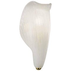 Semi-opaque White Hand-Blown Sculptural Glass Wall Sconce by Venini