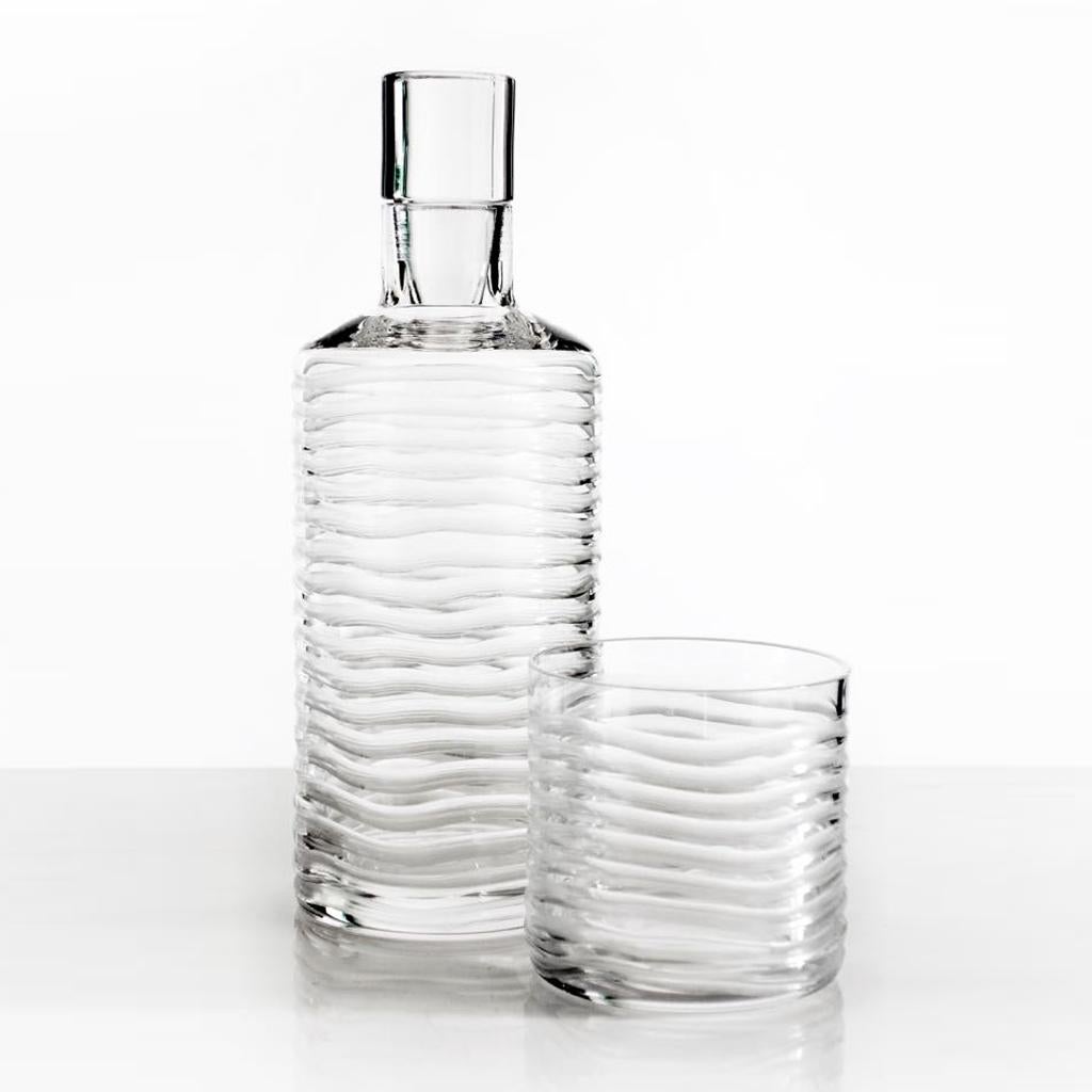 Italian Cut Crystal Glass Whisky Decanter/ Carafe Barware Handcrafted in Italy  For Sale