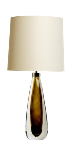 Mouth blown Sommerso Murano Glass Table lamps, Cristallo and Smoky Bronze glass