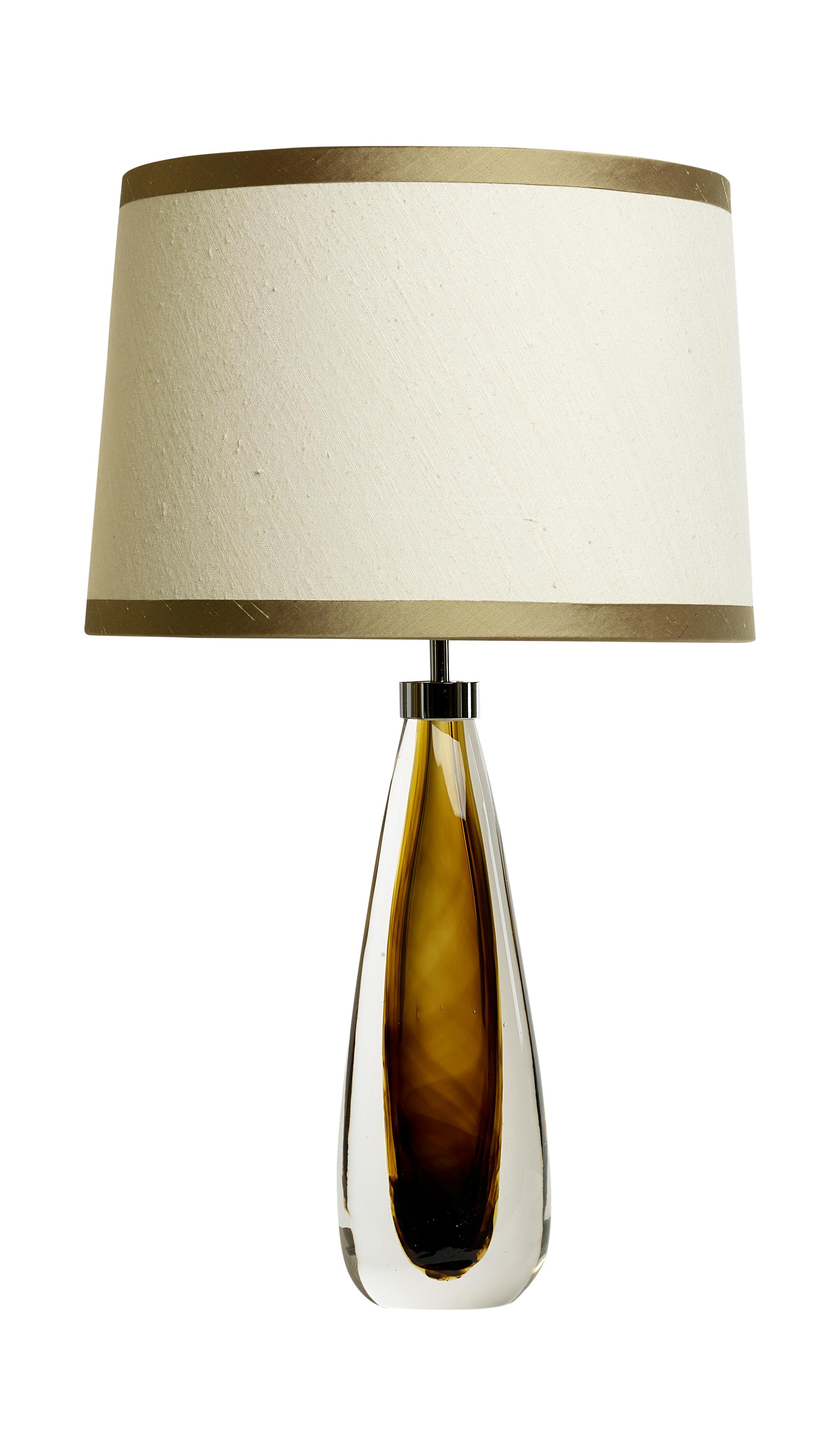 italien Lampes de bureau Sommerso en verre de Murano soufflé à la bouche, Cristallo et verre fumé en vente