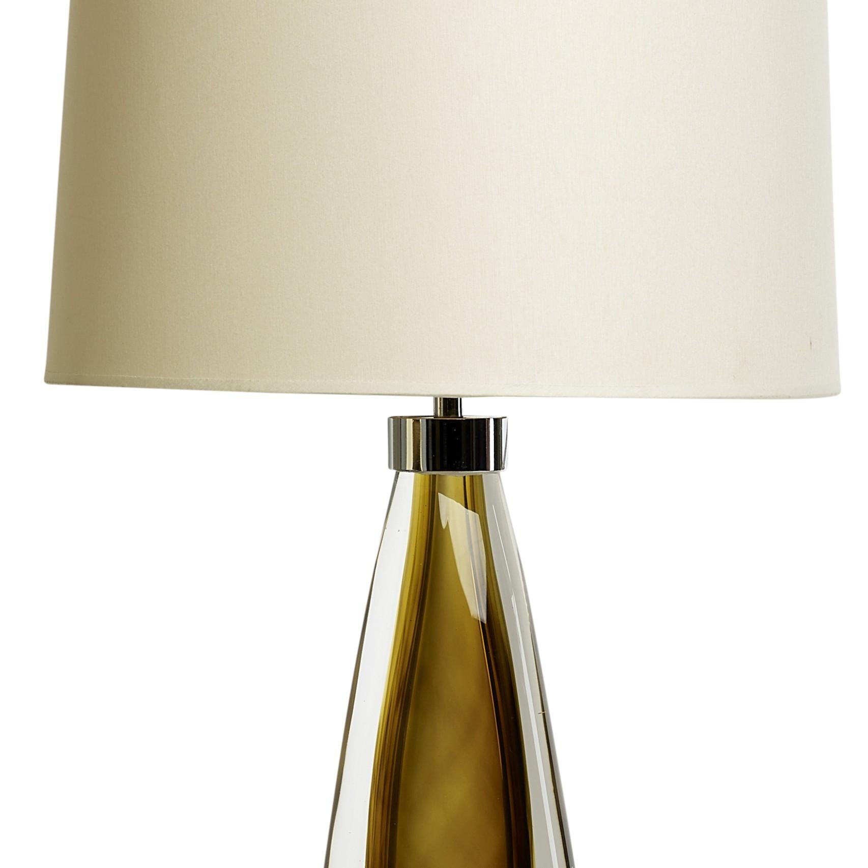 XXIe siècle et contemporain Lampes de bureau Sommerso en verre de Murano soufflé à la bouche, Cristallo et verre fumé en vente