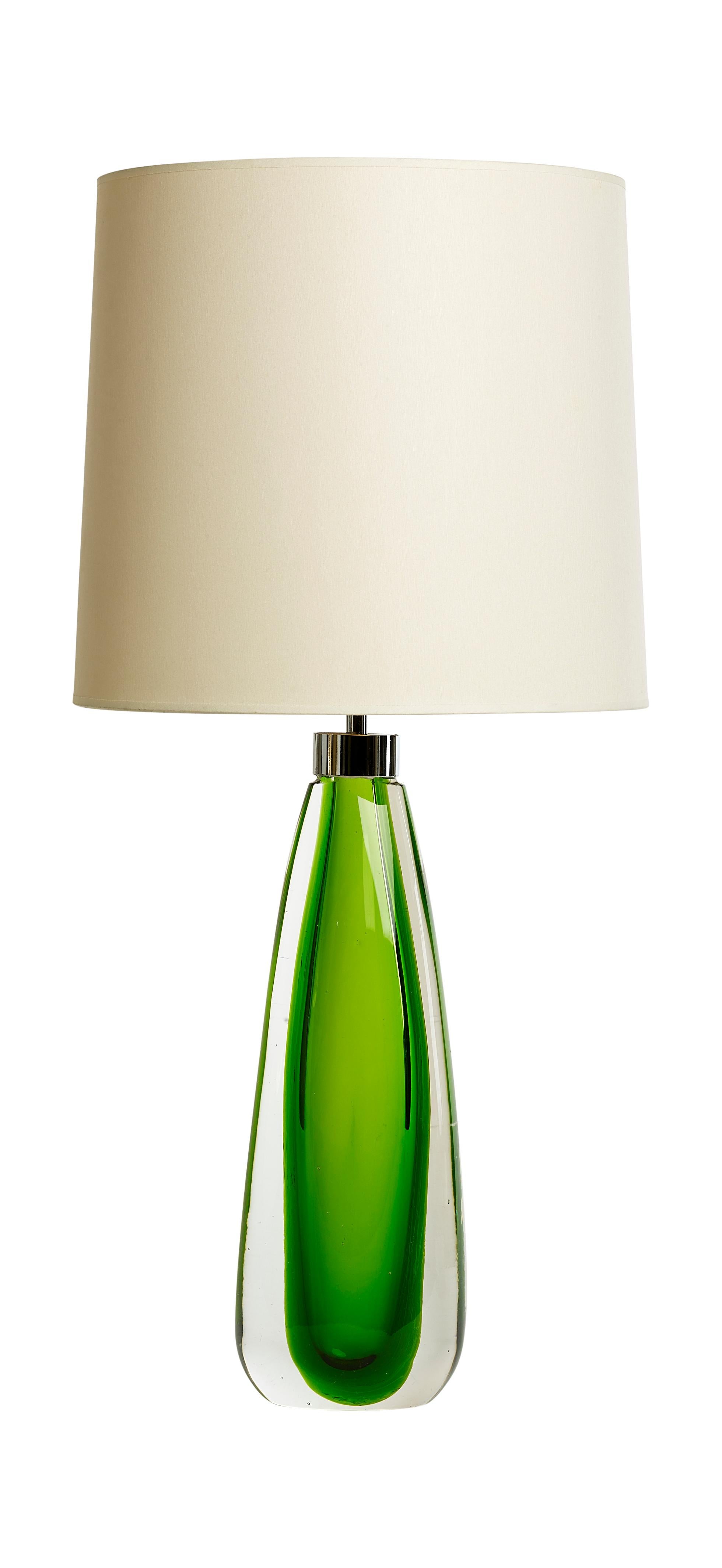 Lampes de table en verre de Murano soufflé à la bouche Sommerso, verre Cristallo et Verde en vente 2