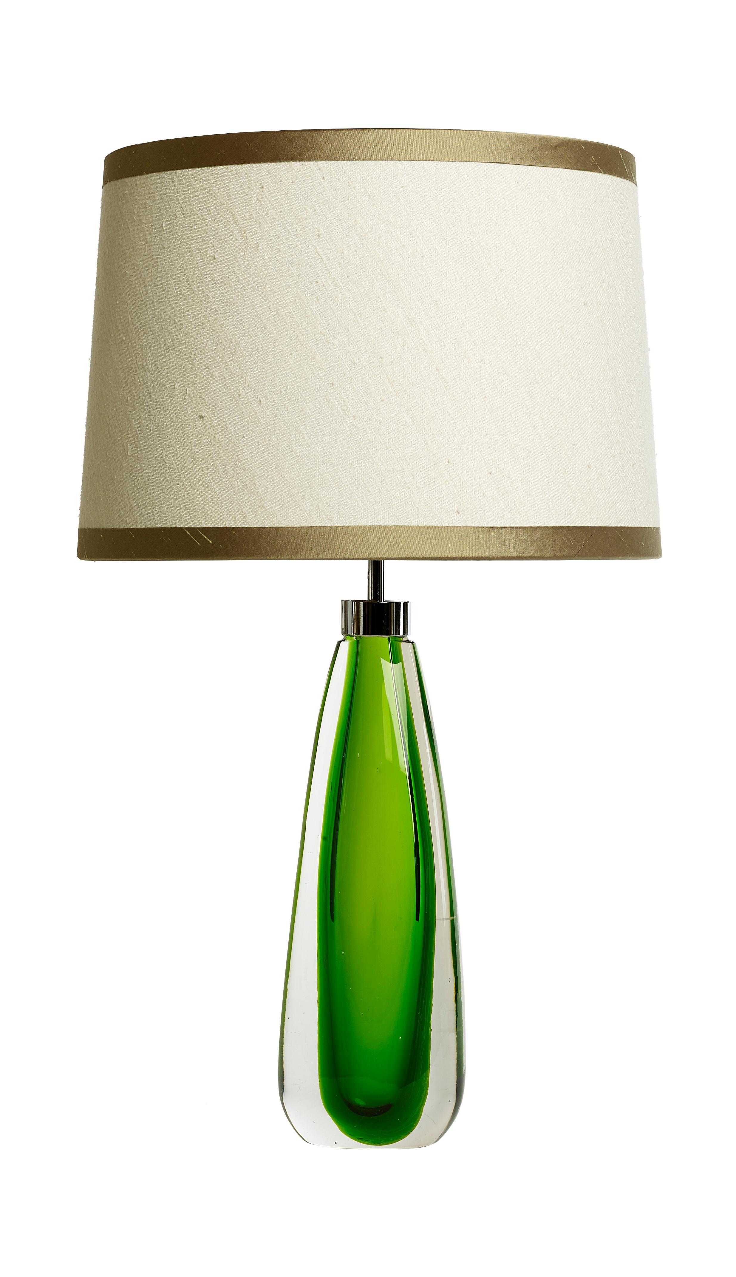 XXIe siècle et contemporain Lampes de table en verre de Murano soufflé à la bouche Sommerso, verre Cristallo et Verde en vente