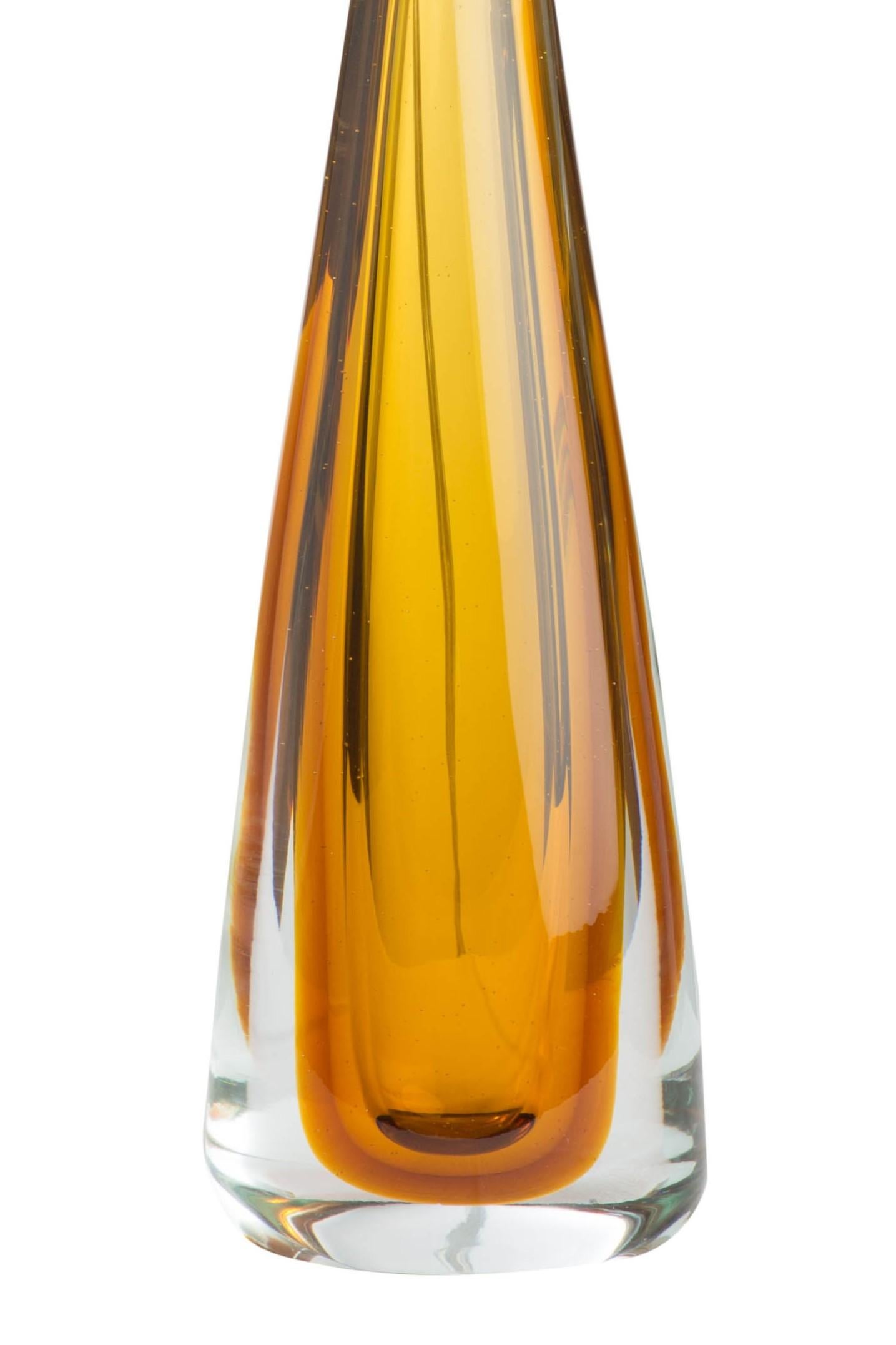 Mid-Century Modern Lampes de table en verre Murano Glass Sommerso soufflé à la bouche en verre Cristallo et Amber en vente