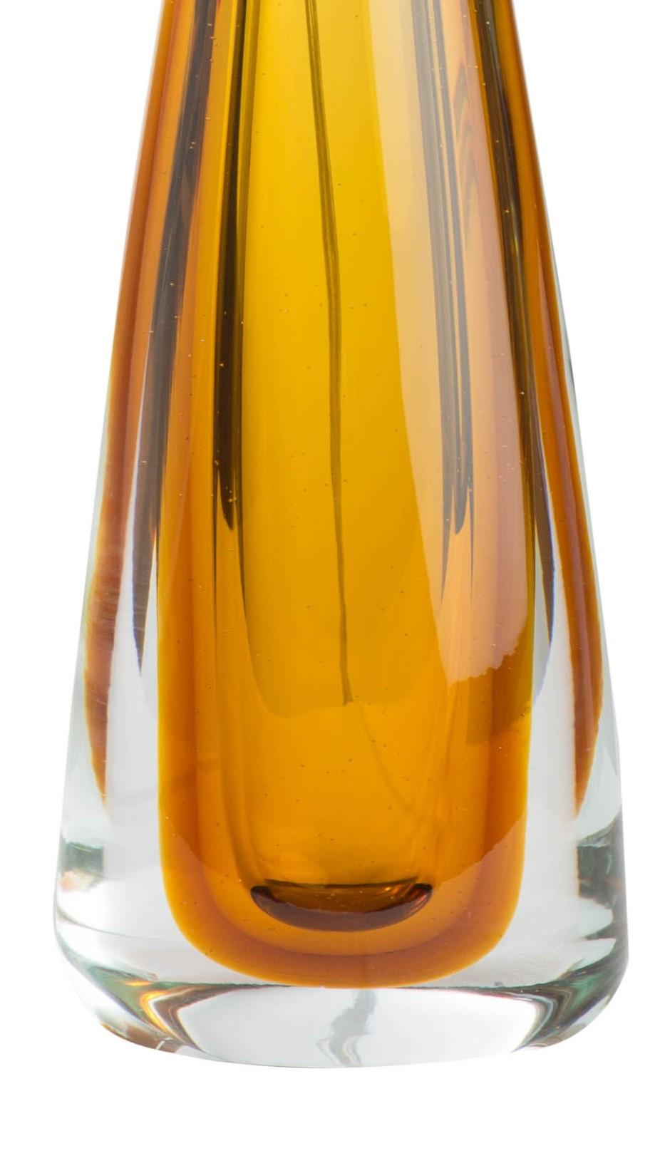 XXIe siècle et contemporain Lampes de table en verre Murano Glass Sommerso soufflé à la bouche en verre Cristallo et Amber en vente