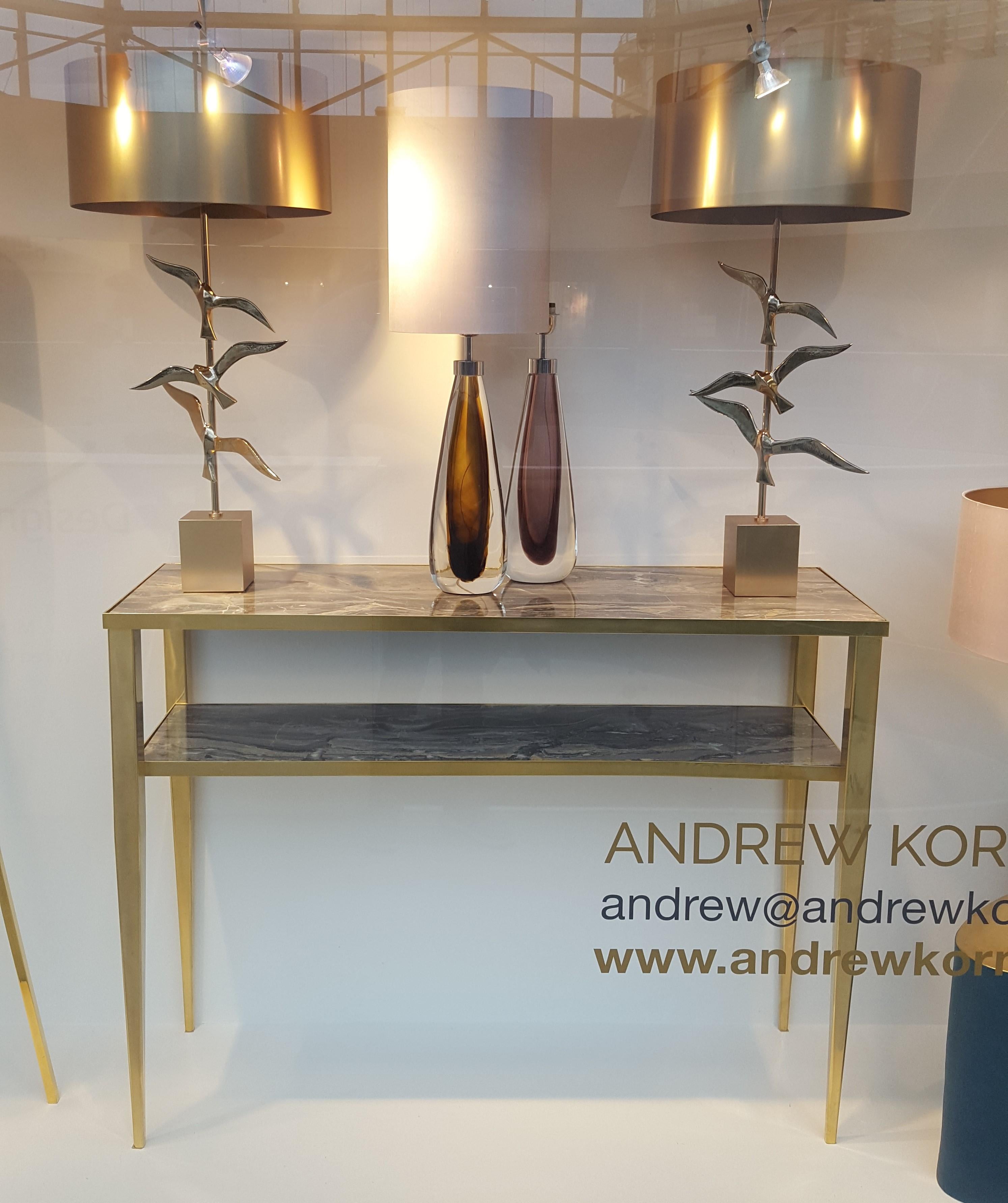 Mid-Century Modern Lampes de bureau Sommerso Murano soufflées à la bouche en verre cristallo et améthyste en vente