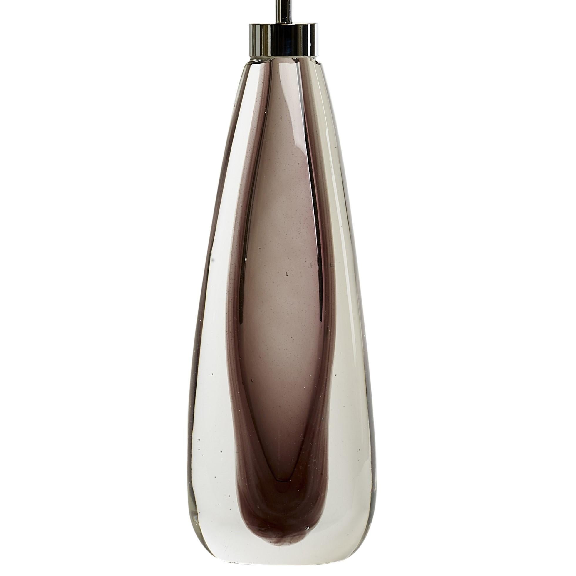 italien Lampes de bureau Sommerso Murano soufflées à la bouche en verre cristallo et améthyste en vente