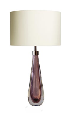 Mouth blown Sommerso Murano Glass Table lamps in Cristallo and Amethyst glass