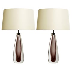 Lampade da tavolo in vetro di Murano Glass Sommerso soffiato a bocca in cristallo e ametista